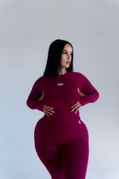 Long Sleeve Contour Top - Raspberry