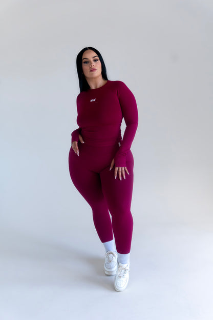 Long Sleeve Contour Top - Raspberry