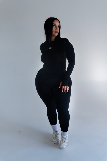 Long Sleeve Contour Top - Black